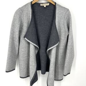 Lineamaglia Italian Wool Blend Open Front Waterfall Cardigan Gray Size M